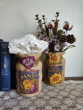 Sunflower & Pansy Decorative Wall Pocket Half-Jars